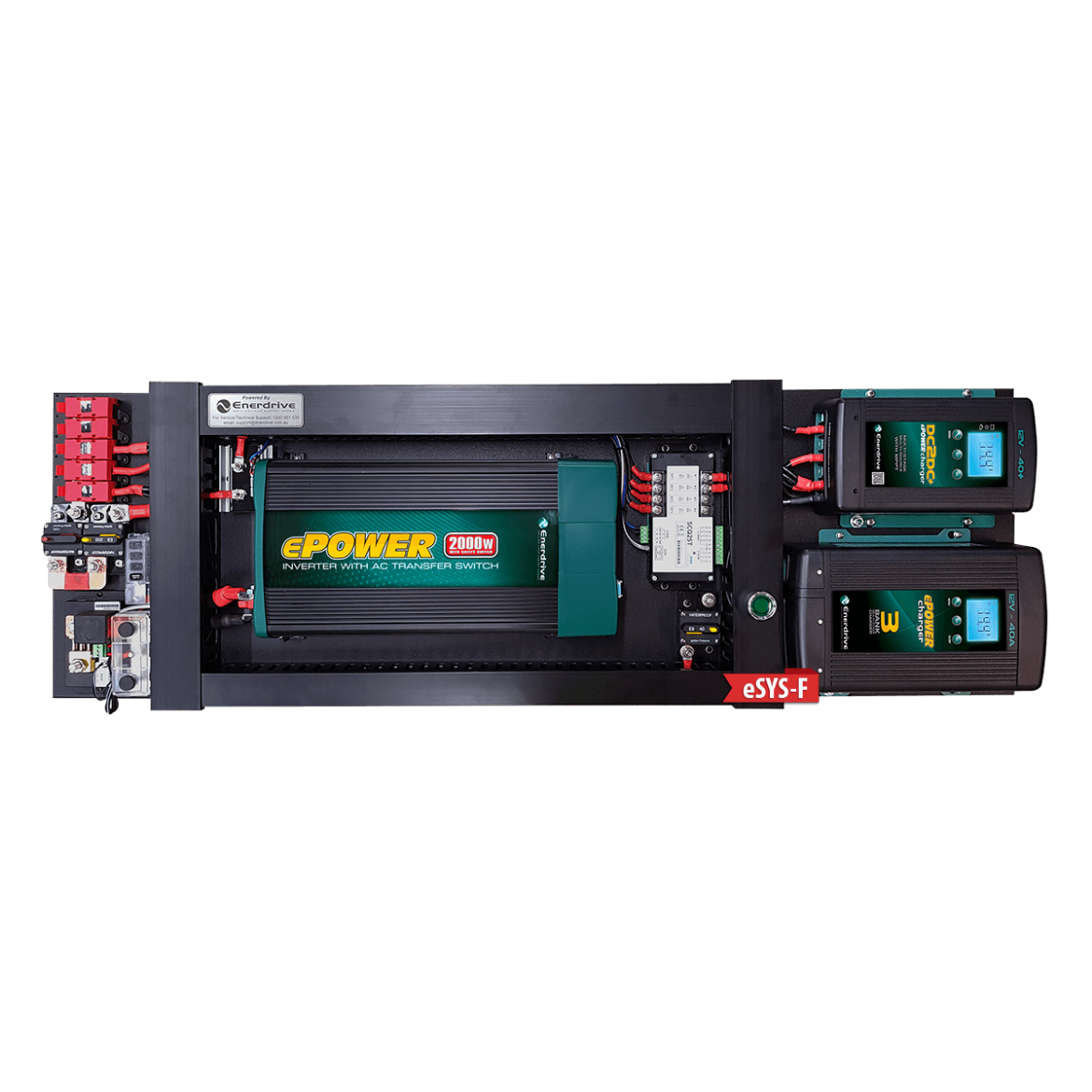 Picture of ENERDRIVE DIY INSTALLATION KIT - ESYSTEM 40/40 AC/DC, 2000W INVERTER, SIMARINE BATTERY MONITOR