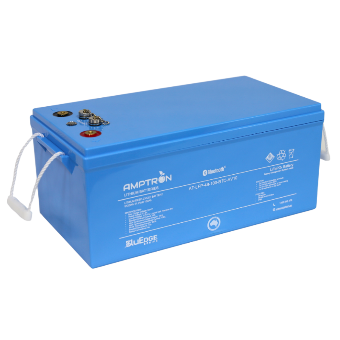 Picture of 48 VOLT 100AH / 100A BMS / 5120WH CAPACITY AMPTRON BLUEDGE LIFEPO4 ABS BATTERY WITH BLUETOOTH & DATA COMMS - IP66 RATING