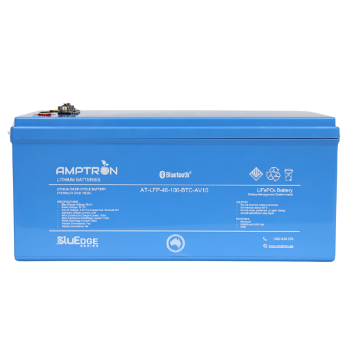 Picture of 48 VOLT 100AH / 100A BMS / 5120WH CAPACITY AMPTRON BLUEDGE LIFEPO4 ABS BATTERY WITH BLUETOOTH & DATA COMMS - IP66 RATING