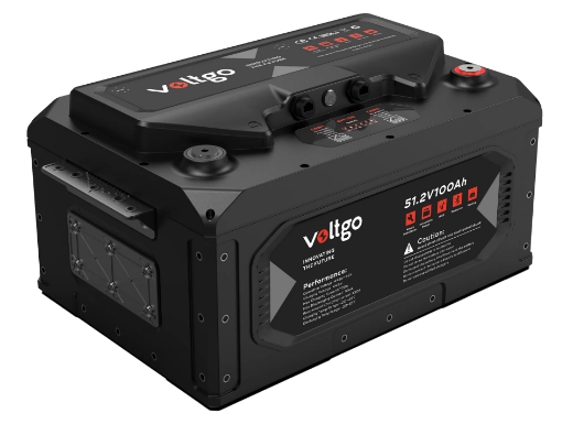 Picture of 51.2V 100AH 5120WH LIFEPO4 IP65 RATED VOLTGO BATTERY WITH BLUETOOTH/CAN/RS485 COMMUNICATIONS SUPPORT AND SCALABILITY UP TO 81.92KWH SYSTEMS