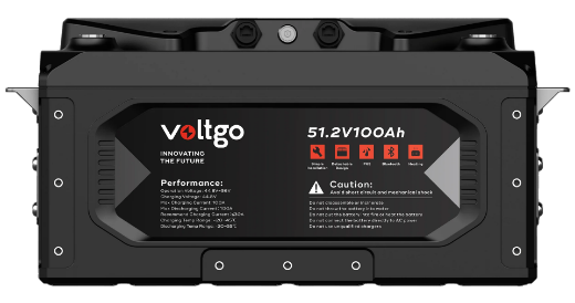 Picture of 51.2V 100AH 5120WH LIFEPO4 IP65 RATED VOLTGO BATTERY WITH BLUETOOTH/CAN/RS485 COMMUNICATIONS SUPPORT AND SCALABILITY UP TO 81.92KWH SYSTEMS