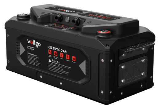 Picture of 25.6V 100AH 2560WH LIFEPO4 IP65 RATED VOLTGO BATTERY WITH BLUETOOTH/CAN/RS485 COMMUNICATIONS SUPPORT AND SCALABILITY UP TO 40.96KWH SYSTEMS