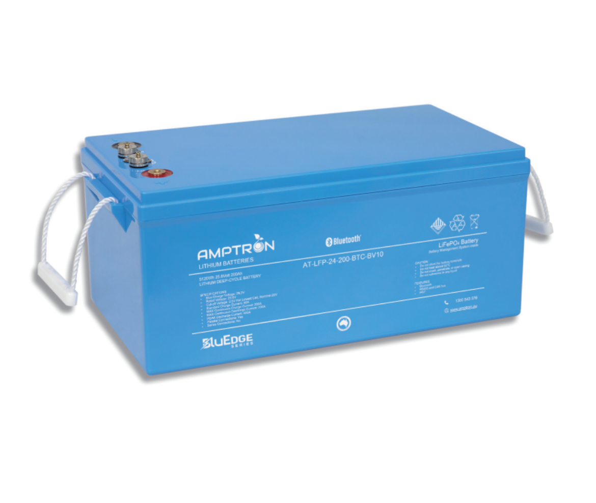 Picture of 24VOLT 200AH / 200A BMS AMPTRON BLUEDGE LIFEPO4 ABS BATTERY WITH BLUETOOTH & DATA COMMS - IP67 RATING