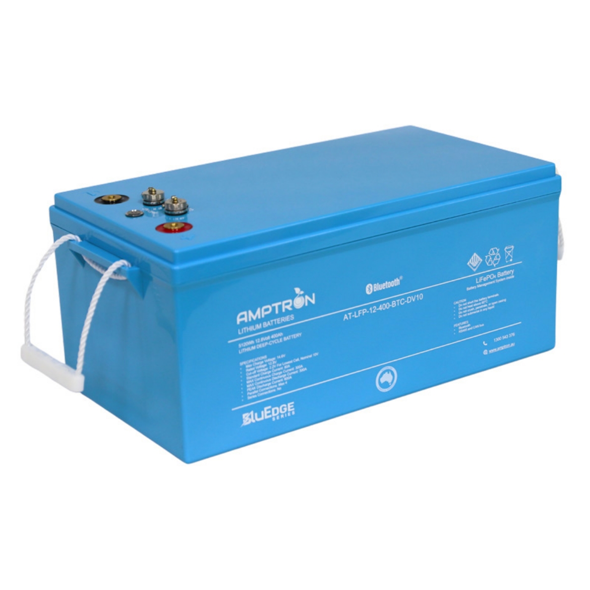 Picture of 12VOLT 400AH / 300A BMS / 5120WH CAPACITY AMPTRON BLUEDGE LIFEPO4 ABS BATTERY WITH BLUETOOTH & DATA COMMS - IP66 RATING