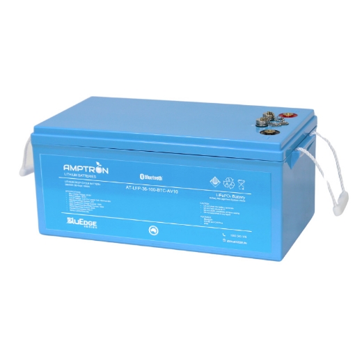 Picture of 36 VOLT 100AH / 100A BMS / 3840WH CAPACITY AMPTRON BLUEDGE LIFEPO4 ABS BATTERY WITH BLUETOOTH & DATA COMMS - IP66 RATING