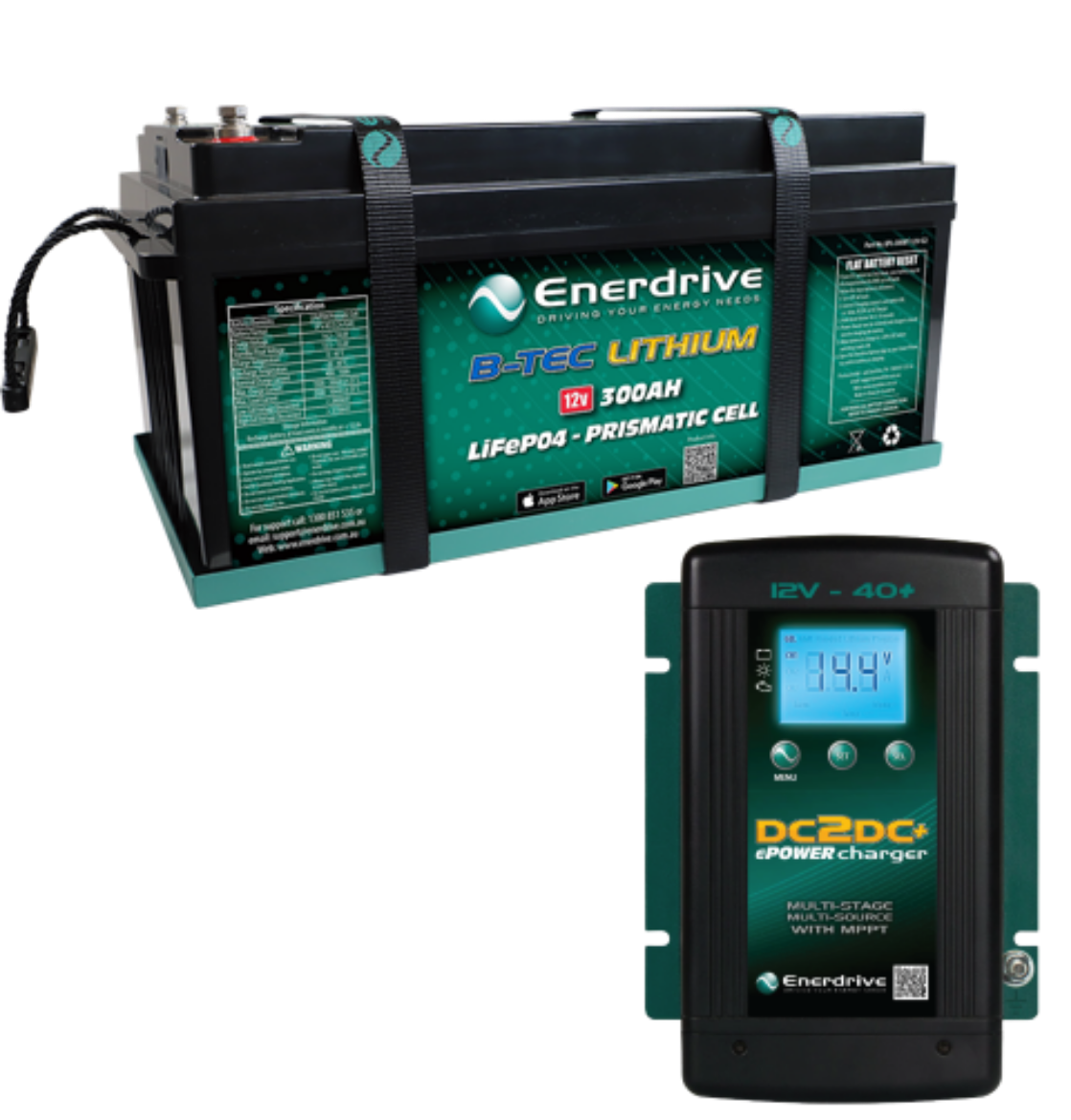 Picture of ENERDRIVE EPOWER B-TEC G2 12V 300AH LITHIUM BATTERY & 12V 40A DC-DC CHARGER BUNDLE