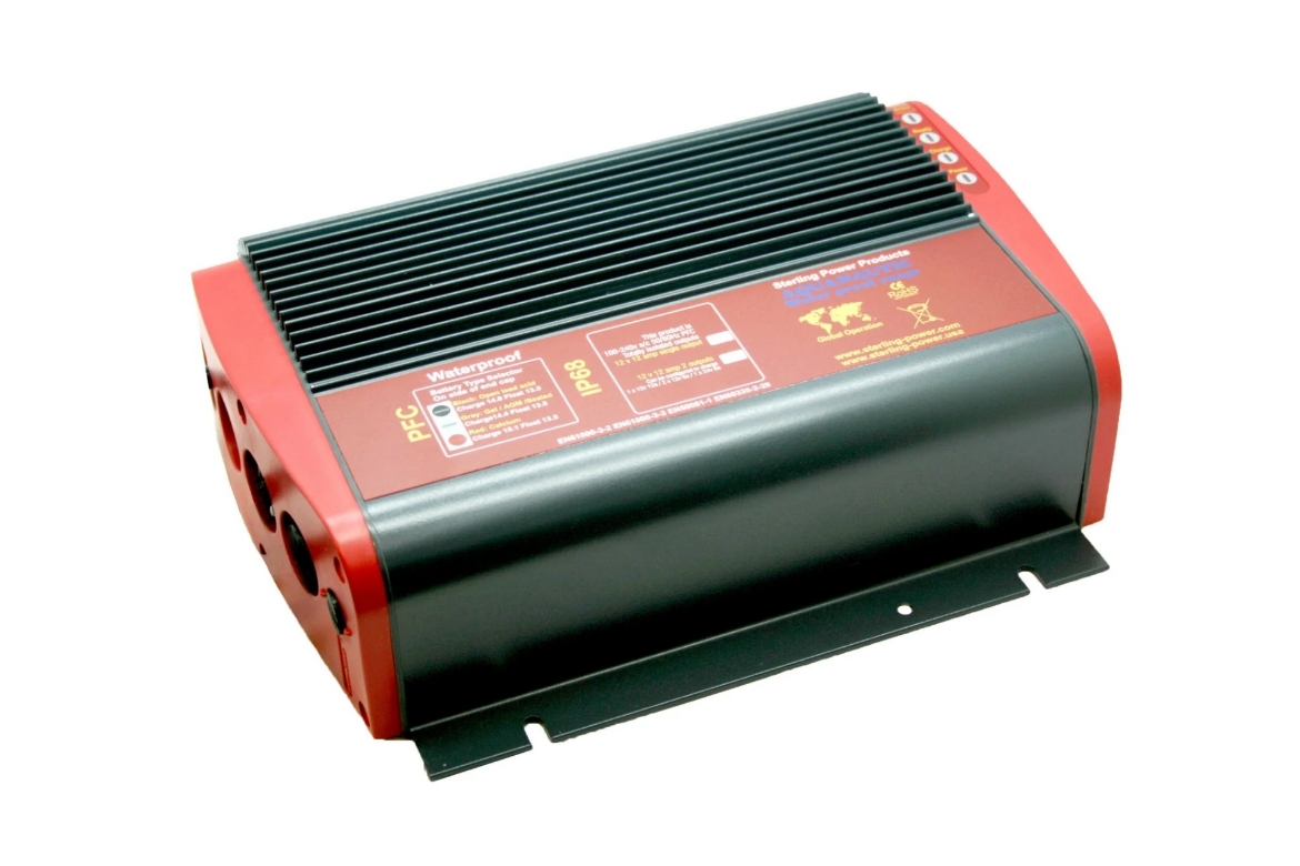 Picture of STERLING AQUANAUTIC 12 VOLT 12 AMP HOUR FULLY AUTOMATIC 4 STAGE BATTERY CHARGER. IP68 - COMPLETELY WATERPROOF & DUSTPROOF. 2 YEAR WARRANTY. FITTED WITH GOLD PLATED TERMINALS TO PREVENT RUST.  SUITABLE FOR ALL TYPES OF BATTERIES.