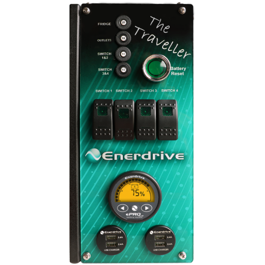 Picture of ENERDRIVE LEFT MOUNT TRAVELLER 01 SYSTEM - 40A AC CHARGER, 40A DC-DC CHARGER & EPRO+ MONITOR