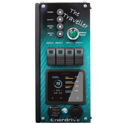 Picture of ENERDRIVE LEFT MOUNT TRAVELLER 02 SYSTEM - 40A AC CHARGER, 40A DC-DC CHARGER & SIMARINE MONITOR