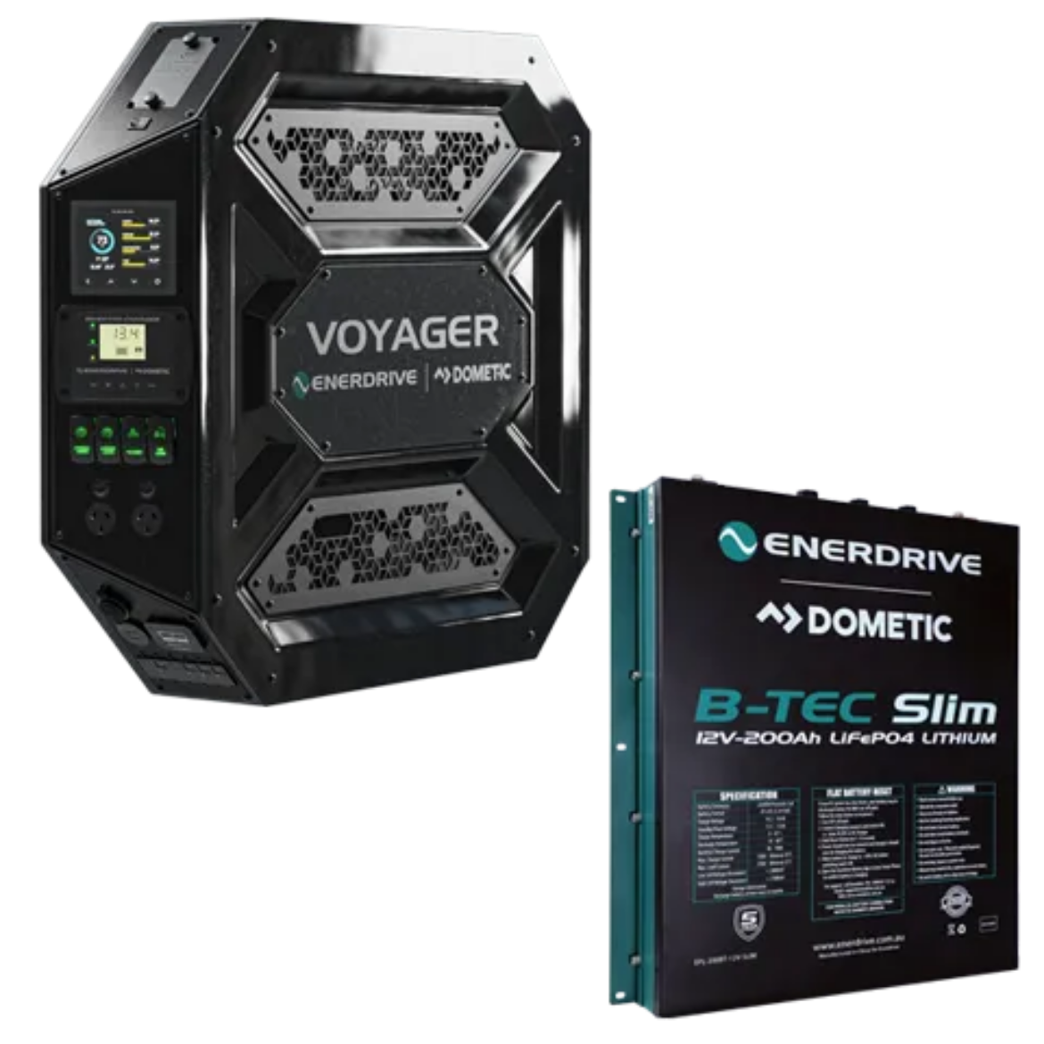 Picture of ENERDRIVE LEFT MOUNT VOYAGER SYSTEM 3000W INC B-TEC 200AH SLIM - IP52 RATED BATTERY