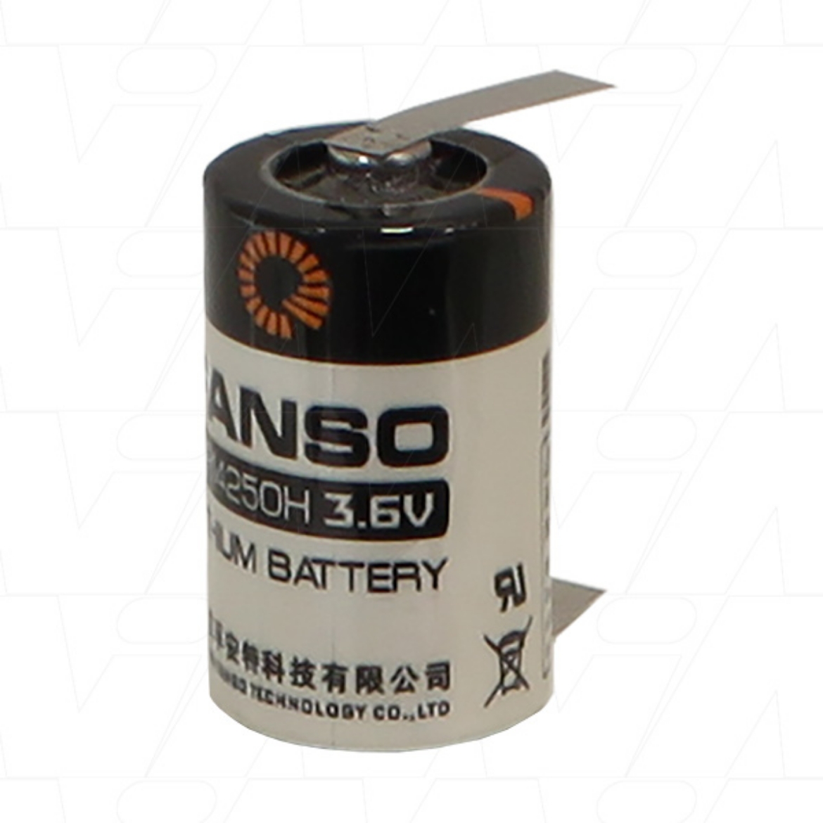 Picture of FANSO 1/2AA 3.6V 1.2AH LiSOCI2 - LITHIUM THIONYL CHLORIDE BATTERY WITH SOLDER TABS