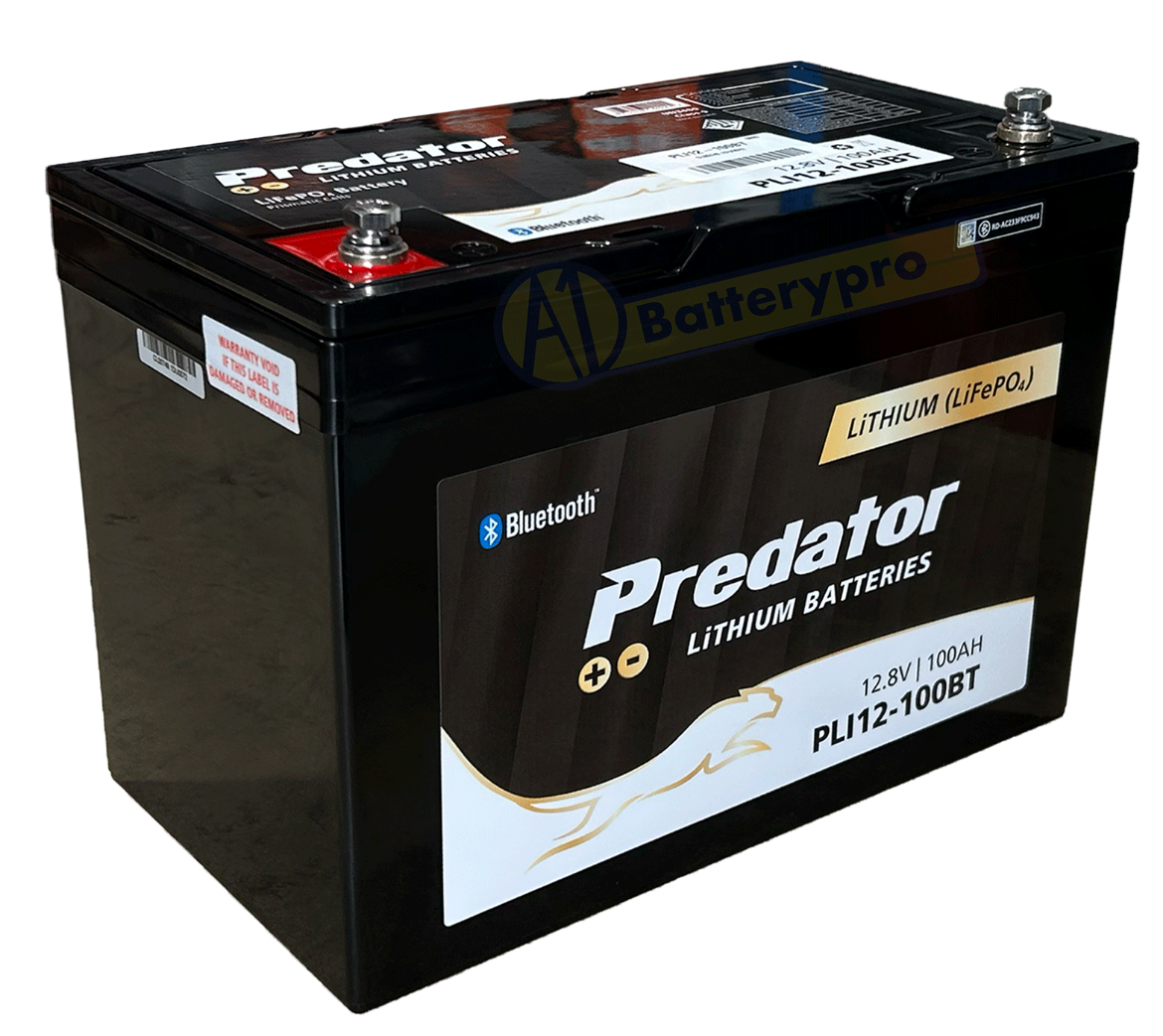 Picture of 12VOLT 100AH LIFEPO4 PREDATOR BATTERY - 100A BMS OUTPUT & INPUT --- WITH M8 STUD FOR BATTERY CONNECTION