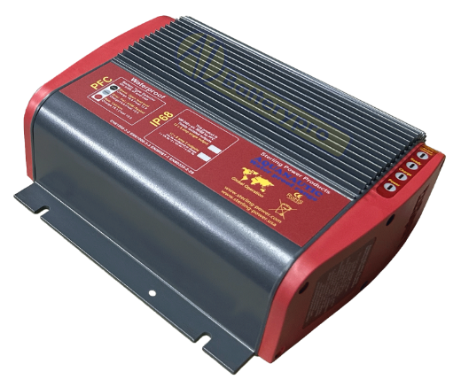 Picture of STERLING AQUANAUTIC 12 VOLT & 24 VOLT. (12 VOLT 8 A) (24 VOLT 4A). FULLY AUTOMATIC 4 STAGE BATTERY CHARGER. IP68 - COMPLETELY WATERPROOF & DUSTPROOF. 2 YEAR WARRANTY. FITTED WITH GOLD PLATED TERMINALS TO PREVENT RUST.  SUITABLE FOR ALL TYPES OF BATTERIES.