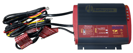 Picture of STERLING AQUANAUTIC 12 VOLT & 24 VOLT. (12 VOLT 8 A) (24 VOLT 4A). FULLY AUTOMATIC 4 STAGE BATTERY CHARGER. IP68 - COMPLETELY WATERPROOF & DUSTPROOF. 2 YEAR WARRANTY. FITTED WITH GOLD PLATED TERMINALS TO PREVENT RUST.  SUITABLE FOR ALL TYPES OF BATTERIES.