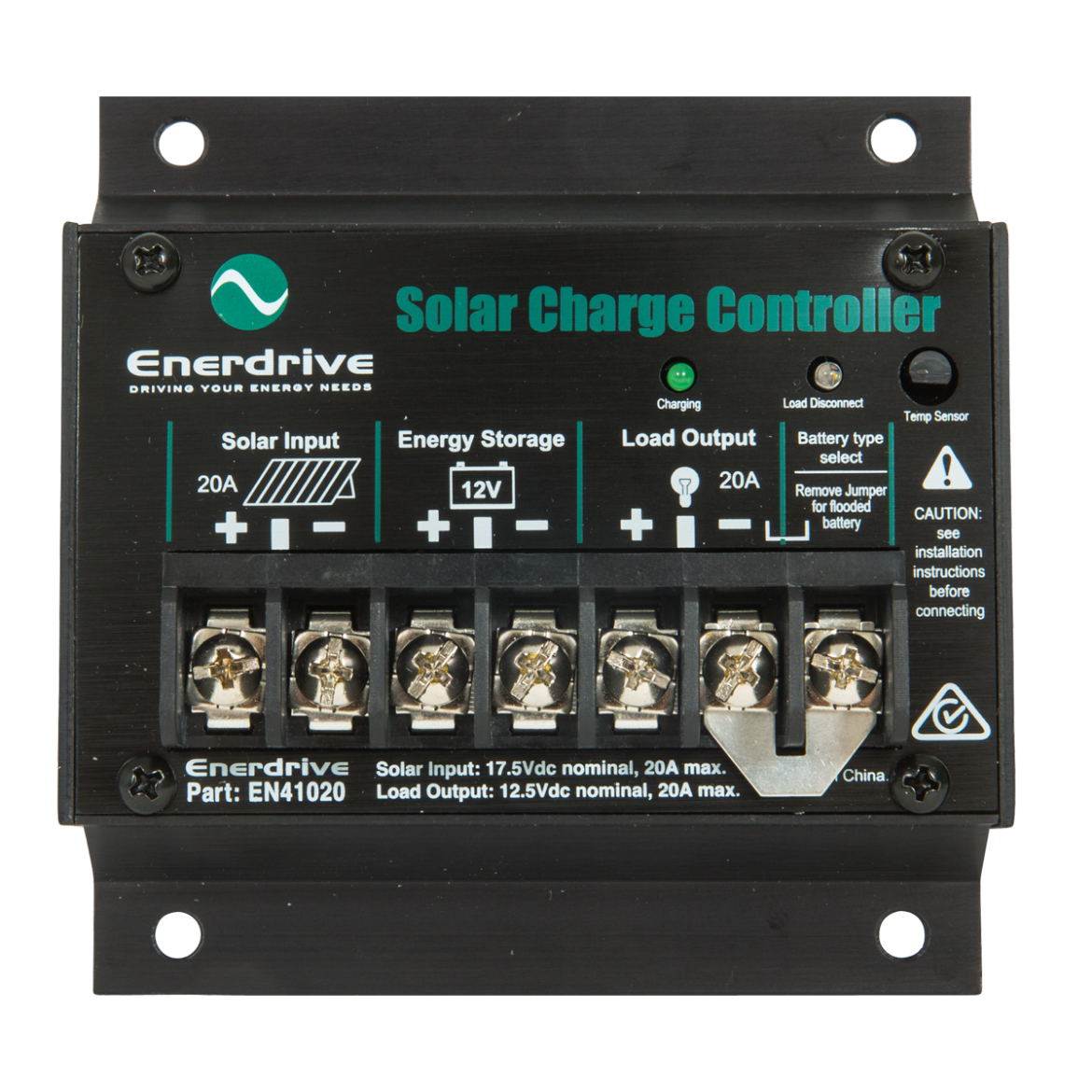 Picture of ENERDRIVE 12V 20AMP PV SOLAR CHARGE CONTROLLER (NO METERS)