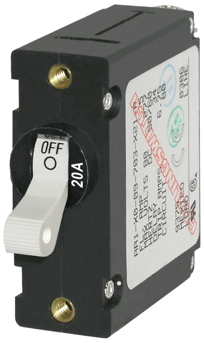 Picture of BLUE SEA 20A CIRCUIT BREAKER TO SUIT DC BRANCH POWER DISTRIBUTION AND CIRCUIT PROTECTION BOARD - WHITE