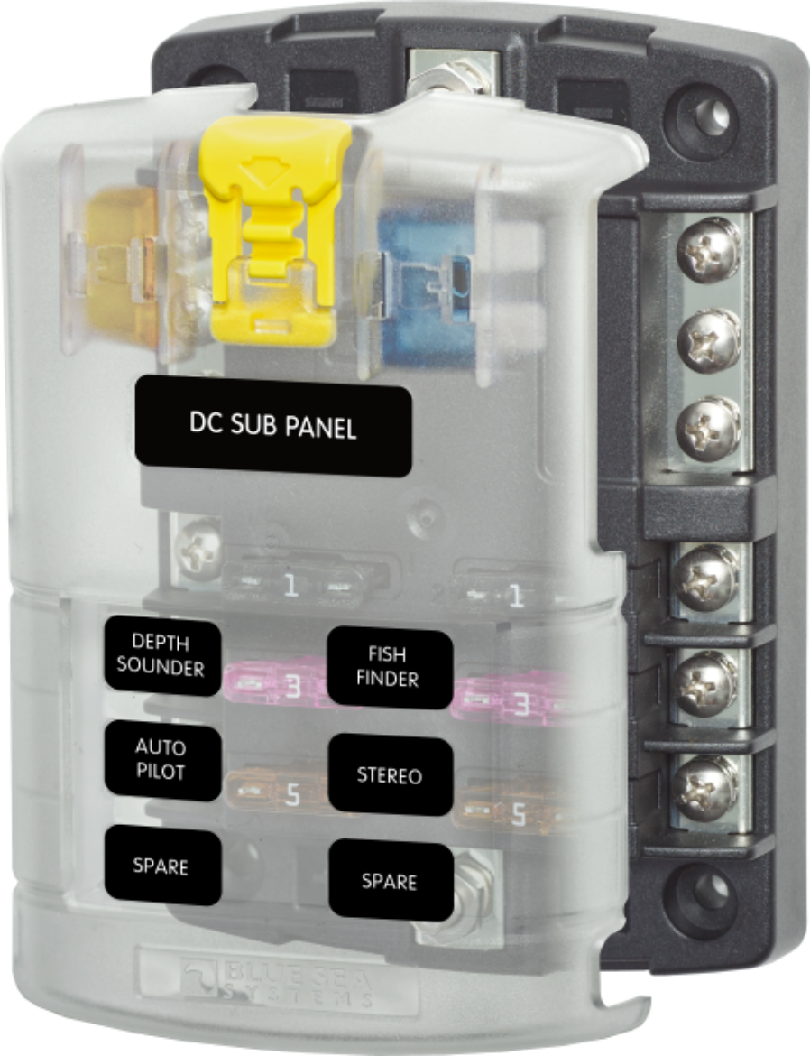 Picture of BLUE SEA ST BLADE FUSE BLOCK 6 CIRCUIT WITH NEGATIVE BUS & COVER (SCREW TERMINAL)