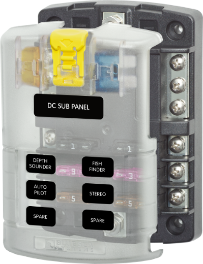 Picture of BLUE SEA ST BLADE FUSE BLOCK 6 CIRCUIT WITH NEGATIVE BUS & COVER (SCREW TERMINAL)