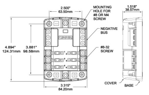 Picture of BLUE SEA ST BLADE FUSE BLOCK 6 CIRCUIT WITH NEGATIVE BUS & COVER (SCREW TERMINAL)