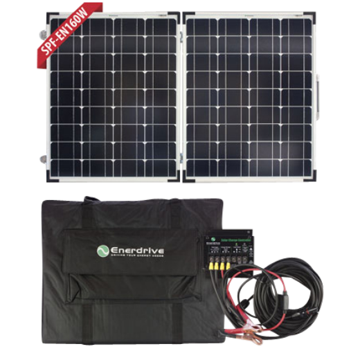 Picture of ENERDRIVE 12V 160W 8.84A MONOCRYSTALLINE SOLAR MODULE SUITCASE KIT