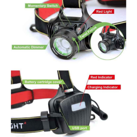 Picture of LIGHT2 RECHARGEABLE LED HEADLAMP TORCH WITH FOCUS ADJUSTMENT & LITHIUM BATTERY