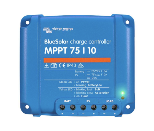 Picture of VICTRON 10A 12V/24V BLUESOLAR CHARGE CONTROLLER MPPT75/10 - IP43 - IP22 AT CONNECTIONS (SCC010010050R)